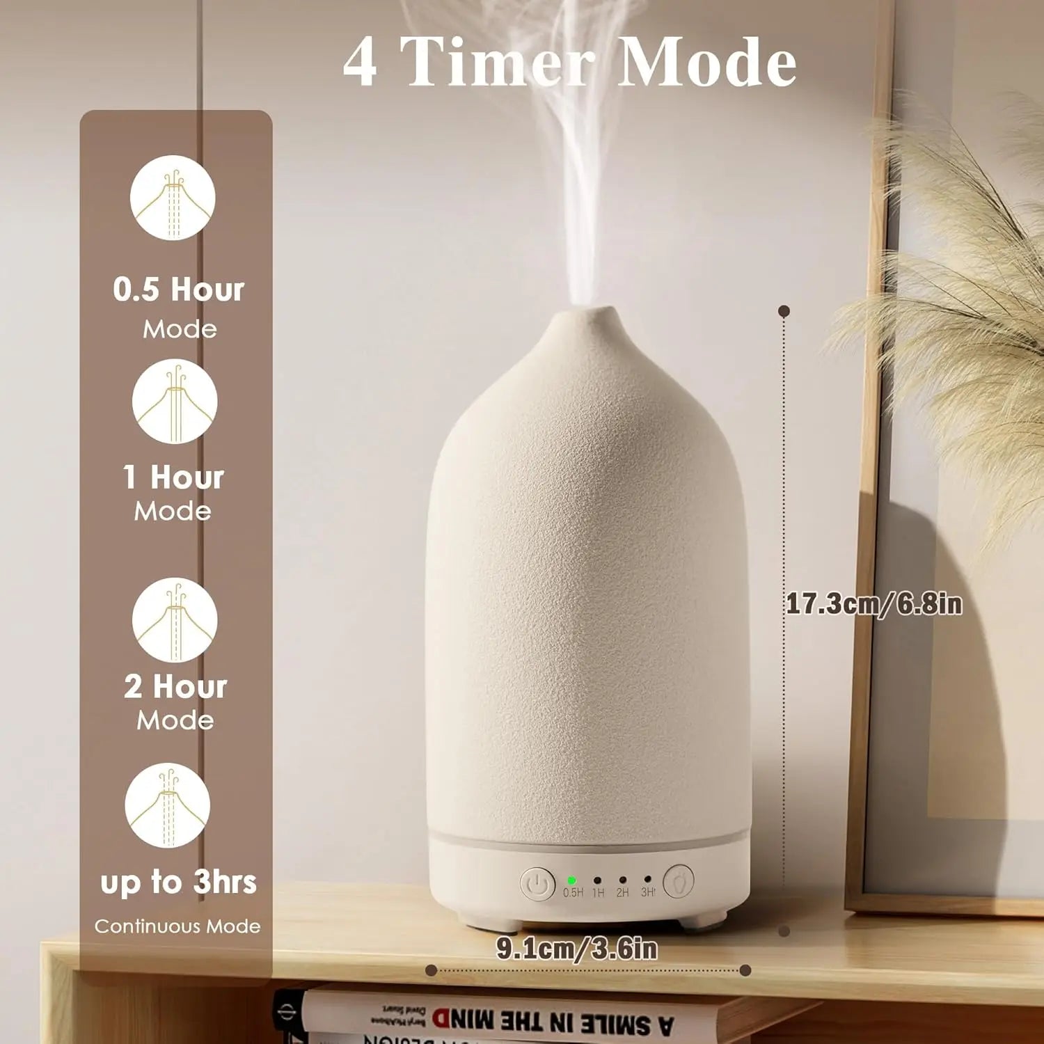 Ceramic Diffuser 100ml Essential Oil Diffusers Aromatherapy Ultrasonic Humidifier Timer 7 LED Colors  Lights For Home Office