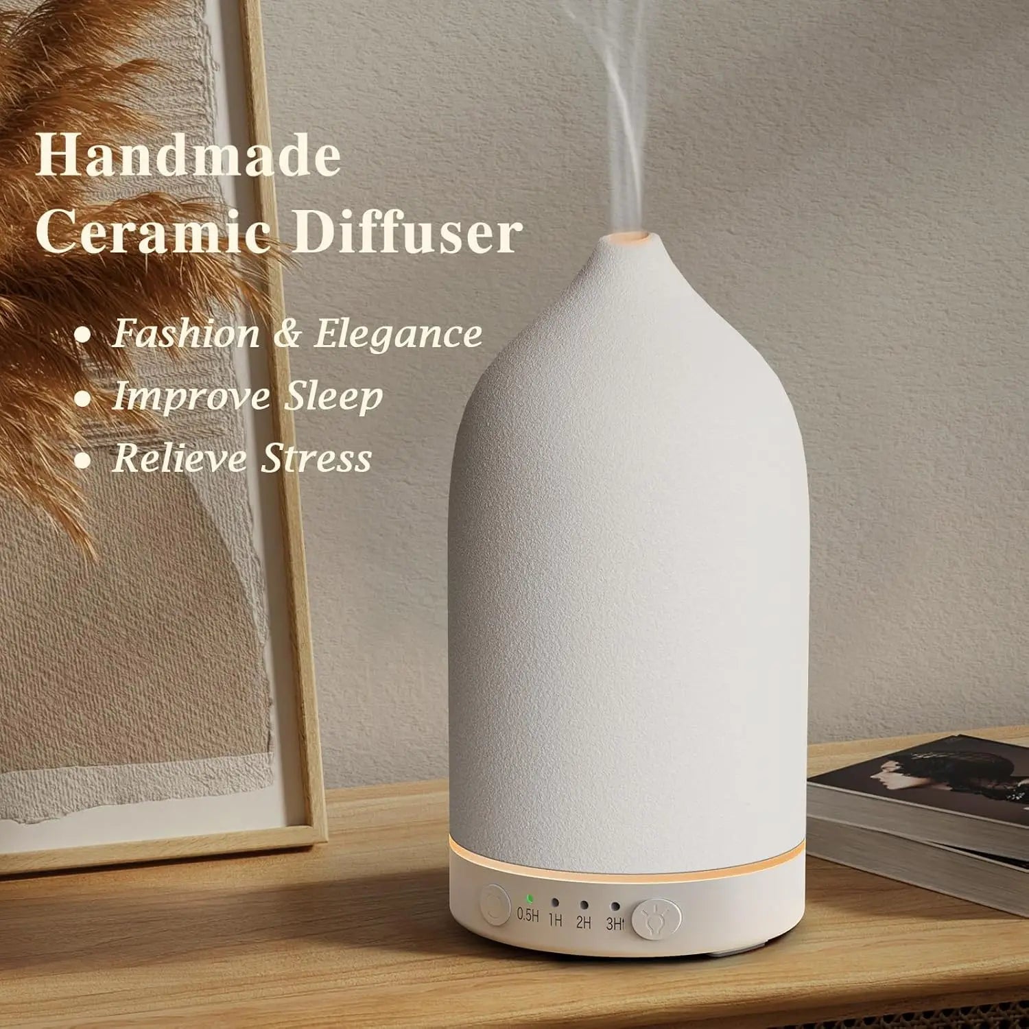 Ceramic Diffuser 100ml Essential Oil Diffusers Aromatherapy Ultrasonic Humidifier Timer 7 LED Colors  Lights For Home Office