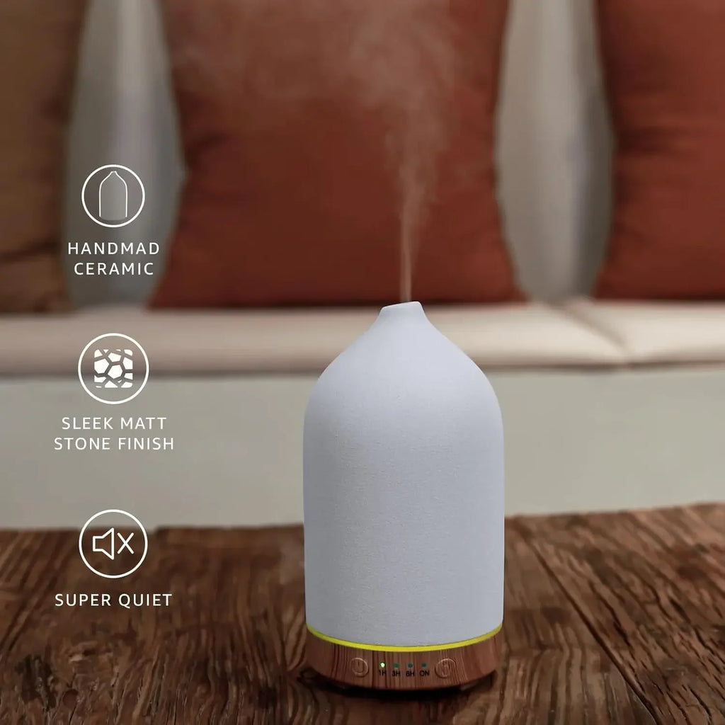Ceramic Diffuser 100ml Essential Oil Diffusers Aromatherapy Ultrasonic Humidifier Timer 7 LED Colors  Lights For Home Office