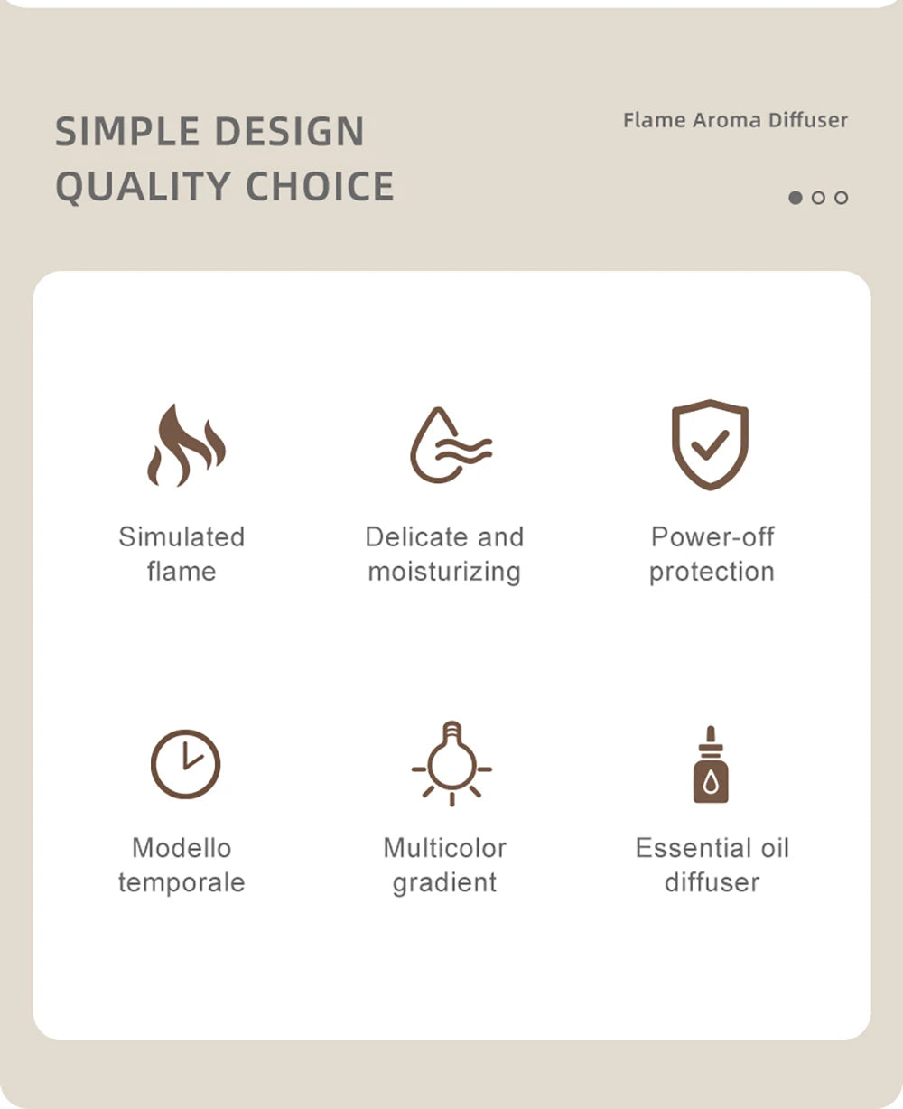 Air Aroma Humidifier Diffuser Essential Oils Mini Flame Automatic Fragrance Diffuser With LED Light