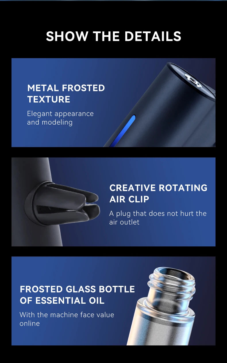 Humidifier Essential Oil Diffuser Car  Fragrance Car Air fresheners with Three Adjustable