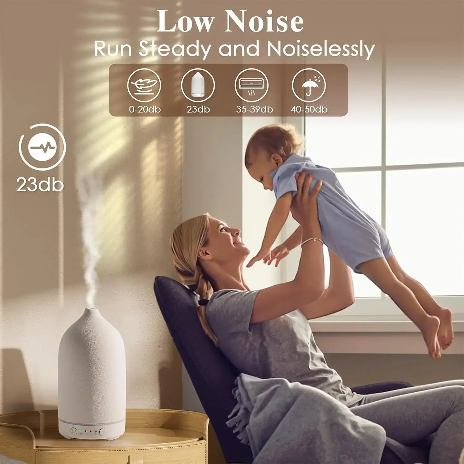 Ceramic Diffuser 100ml Essential Oil Diffusers Aromatherapy Ultrasonic Humidifier Timer 7 LED Colors  Lights For Home Office