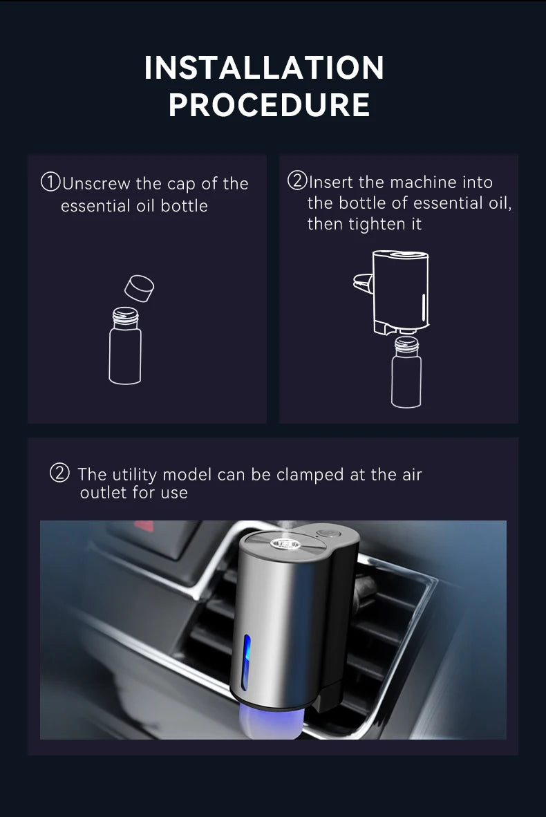 Humidifier Essential Oil Diffuser Car  Fragrance Car Air fresheners with Three Adjustable